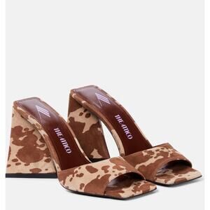 Attico Suede Devon Mules - 37 US 7 Brown & Off-White